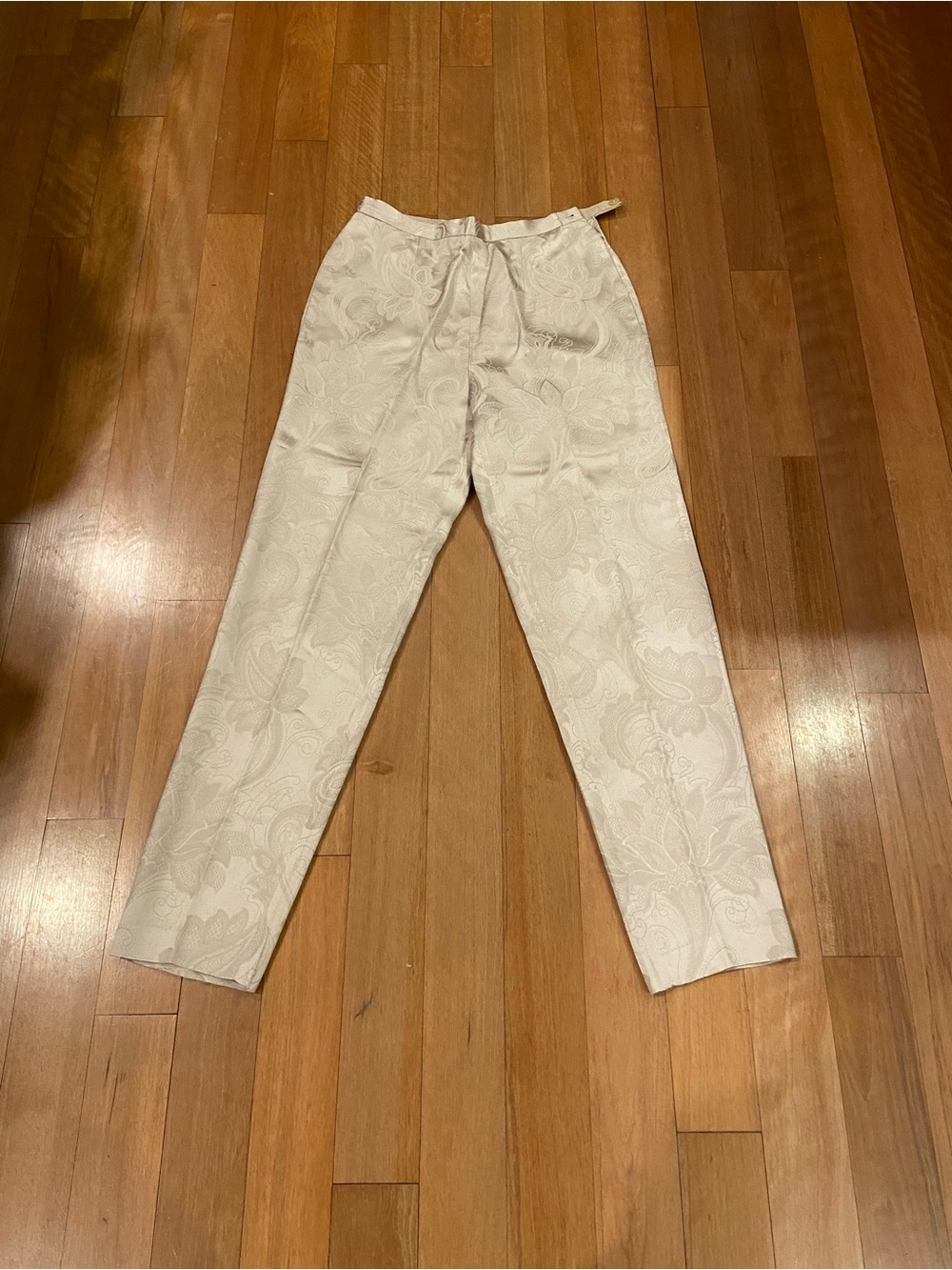Vintage Giorgio Armani Ladies Pants Cream Floral Jacquard Size 44 Italian 10 US